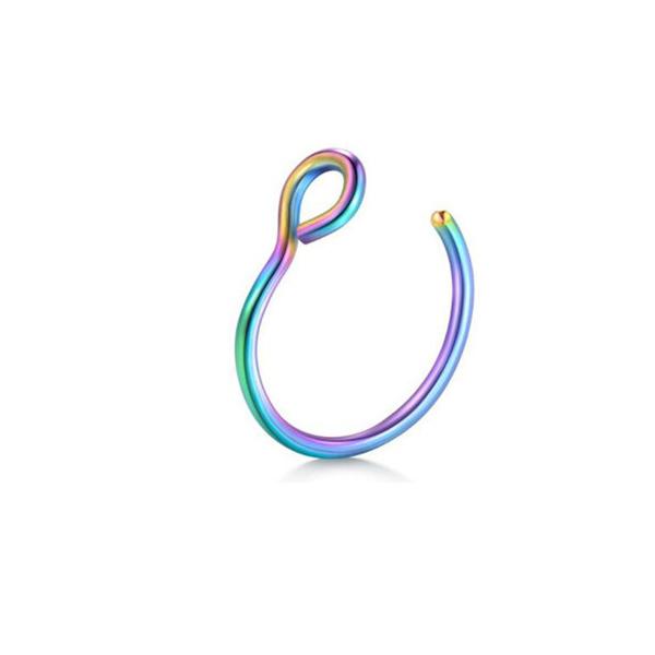 Kleiner dünner U-förmiger gefälschter Nasenring Goldfarbener Nasenring Piercings Mode einfacher Nasenring Unisex-Schmuck Geschenke bunt