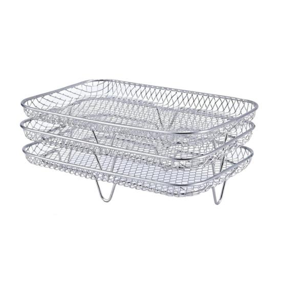 3-teiliges Airfryer-Rack, stapelbare Dörrgestelle, Edelstahlkorb, Tablettzubehör für Backofen, Mikrowelle, Backen, Braten Rectangle