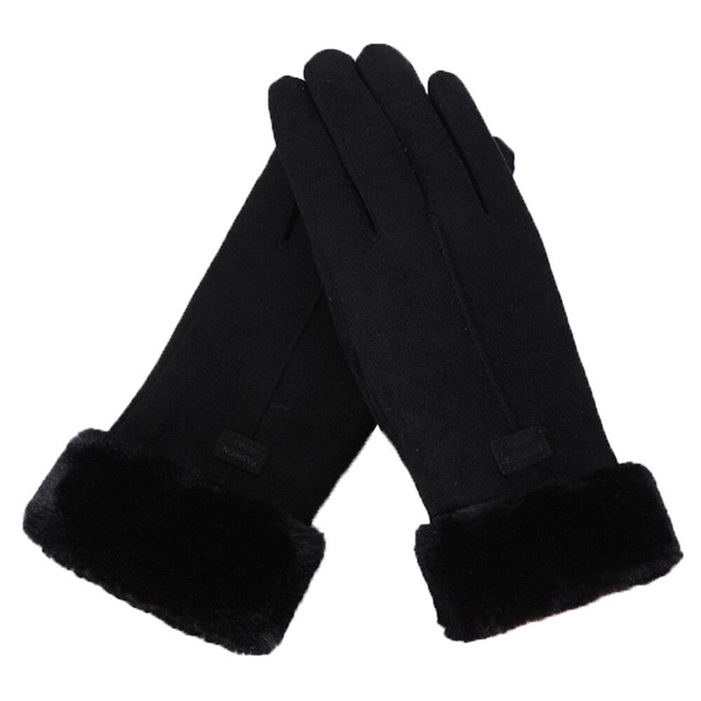 Mode Frauen Handschuhe Herbst Winter Niedlichen Pelzigen Warme Handschuhe Volle Finger Handschuhe Frauen Outdoor Sport Weibliche Handschuhe Bildschirm coole schwarze