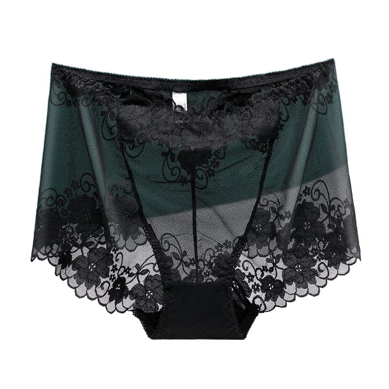3XL Plus Größe Spitze Höschen Hohe Taille Frauen Hosen Sexy Hohl Blumen Dessous Weibliche Mesh Atmungsaktive Briefs Dessous 4XL XXL schwarz