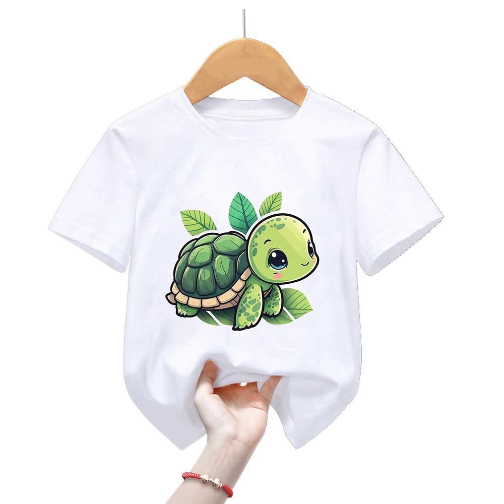 Kawaii Meeresschildkröten-Print T-Shirt für Mädchen/Jungen Coole Kinderkleidung Harajuku Shirt Liebliche Kinderbekleidung Sommermode T-Shirt 4T(110cm)