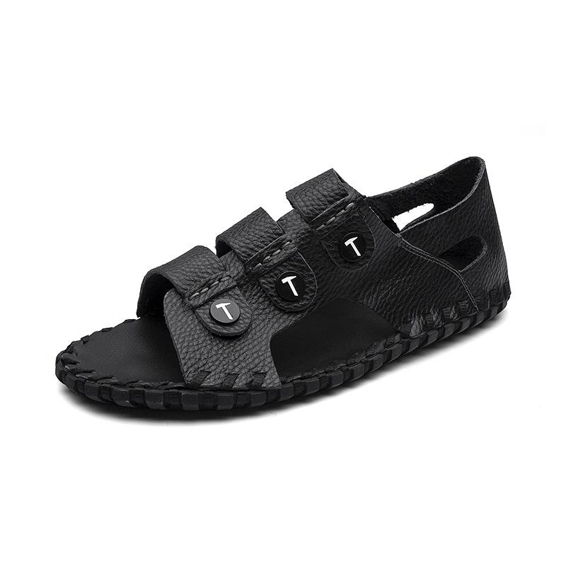 Sandalen Herren Echtleder Sommer Outdoor-Bekleidung Neue Mode Badeschuhe Herrenmode Schuhe Herren Casual Rutschfeste Strandschuhe 45