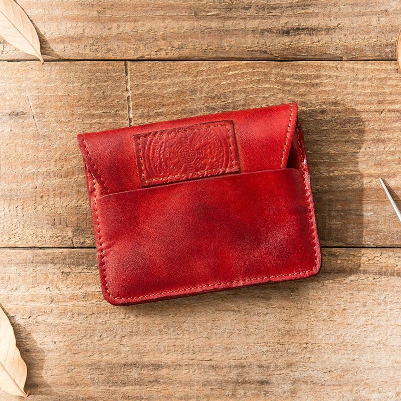 Retro Leder Geldbörse für Männer und Frauen Erste Schicht Rindsleder Multifunktionale personalisierte kleine Kartentasche handgefertigt aus reinem Leder Damen