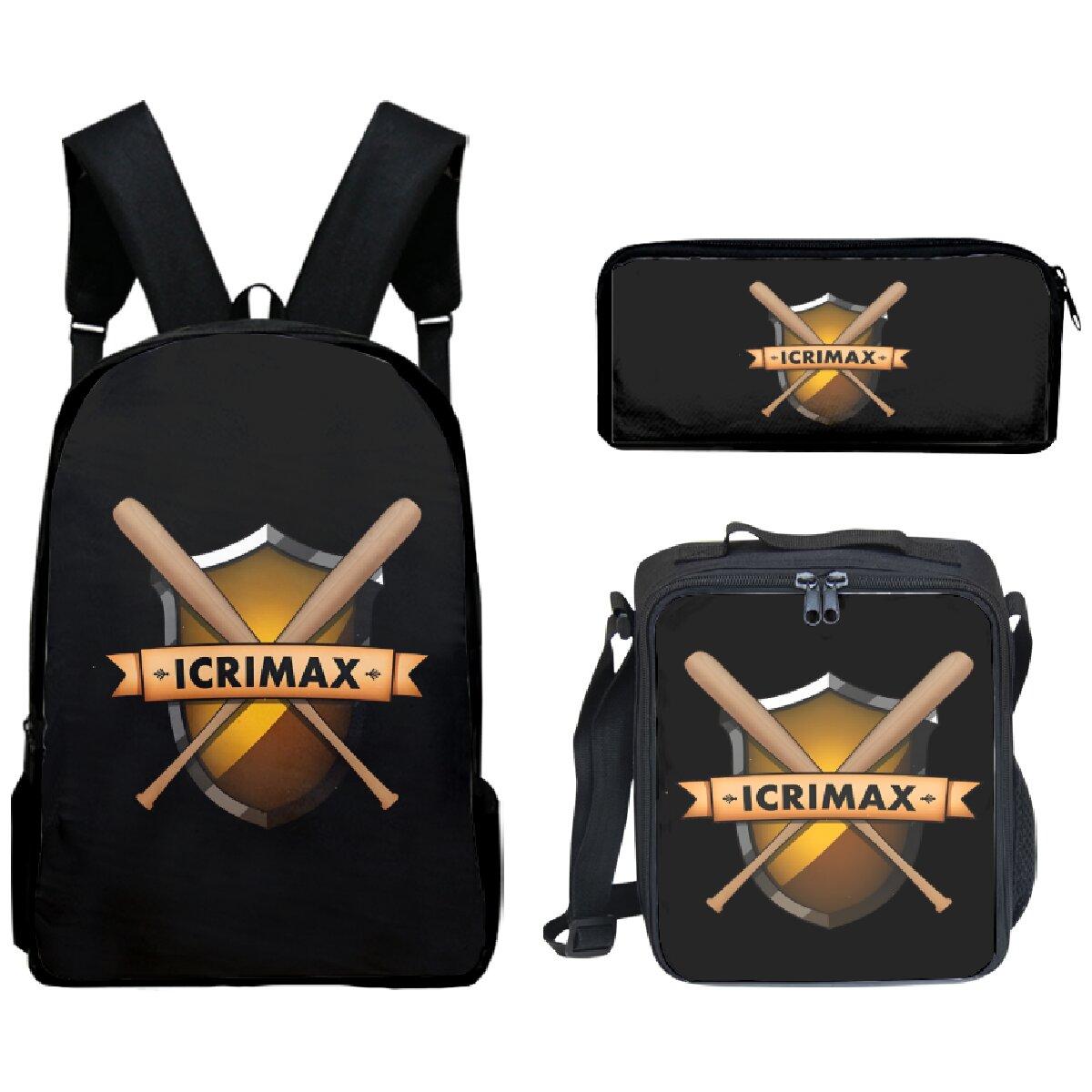2025 Heißer Verkauf icrimax Rucksack 3er-Set Jungen Mädchen Schultasche Brottasche Federmäppchen icrimax Tasche Reise Laptop black