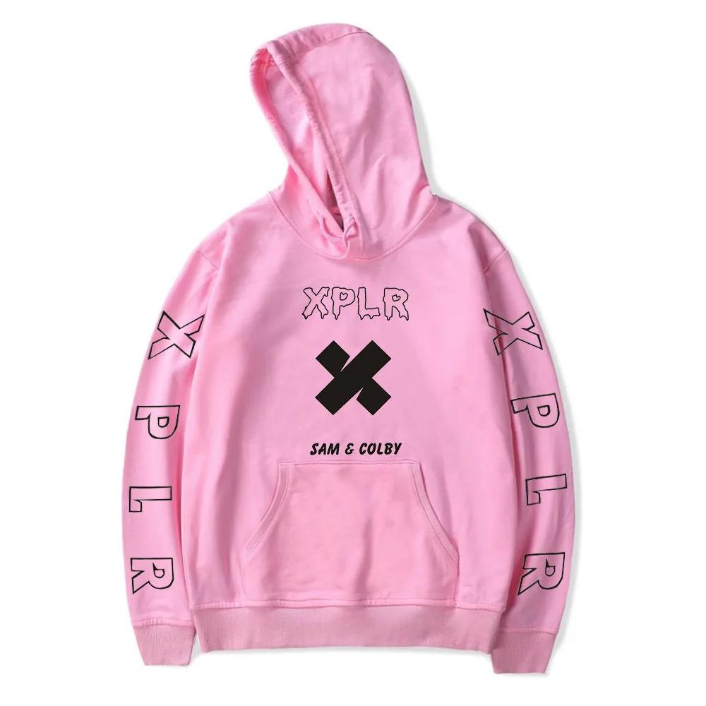 XPLR Hoodie Bedruckter Sam And Colby Hoodies Sweatshirts Herren Damen Hoodie Casual Sweatshirt Sam And Colby Pullover Fleece Hoodie XXXL rosa