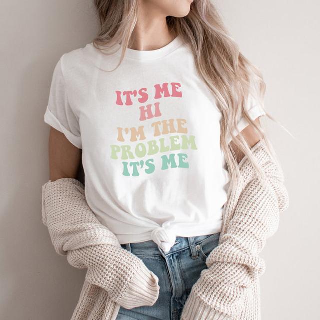 „It’s Me Hi Im The Problem It’s Me“-T-Shirt, lustiges Trend-Musik-Shirt, Anti-Held-Geschenk, Damen-Grafik-T-Shirts, kurzärmeliges T-Shirt M weiß