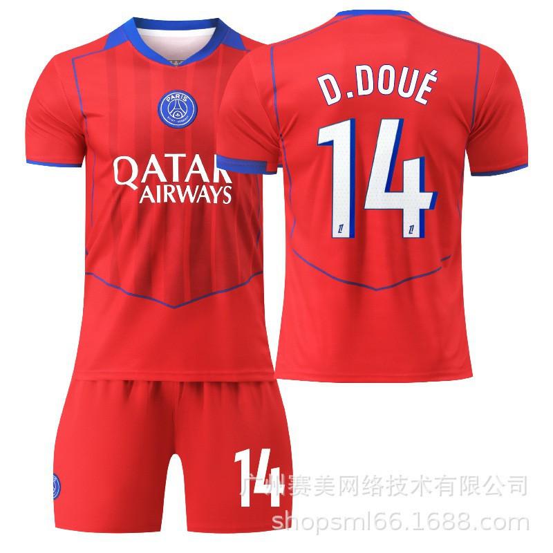 26 Paris Erke Nr. 10 Dembele 14 Dou Kinderkleidung Fußballanzug Herren 2 Hakimi Trikot 7 Kewara 26# red