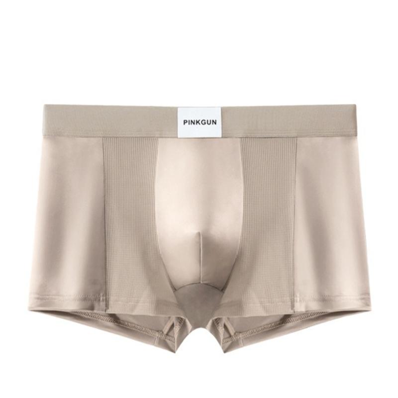 Herren Unterwäsche Boxer Eis Seide Nahtlose Boxer Mesh Weiche Atmungsaktive Shorts Unterwäsche 4XL grau