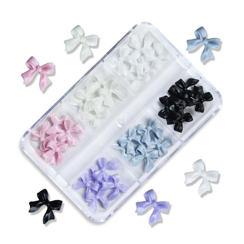 30 weiße Schleifen aus Kunstharz, Nagel-Charm-Teile, 3D-Strasssteine, Nagelkunst-Dekoration, Zubehör, Zubehör für DIY koreanisches Maniküre-Design