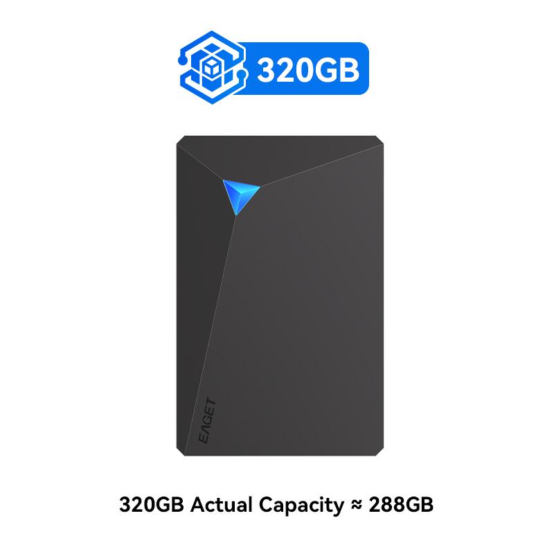 Tragbare externe Festplatte (HDD) von EAGET – Ultraportable externe Speicherlösung mit enormer Kapazität, USB 3.0 für PC, Mac, PlayStation 320G