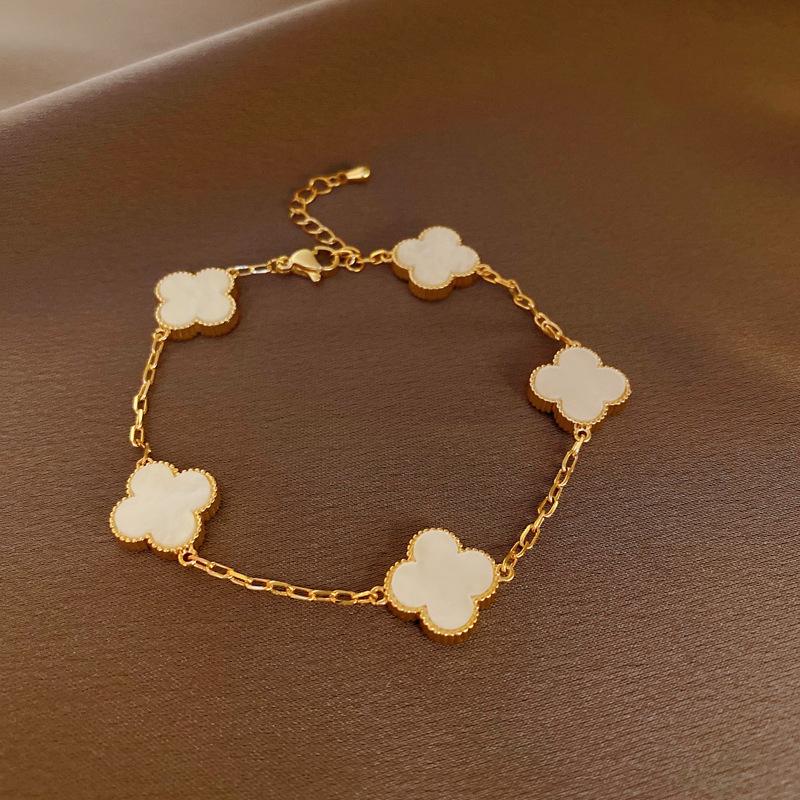 Leichter Luxus Zirkon Perlmutt Armband Persönlichkeit Pendler Armband Armband Netzberühmtheit Temperament High-End vierblättriges Kleeblatt Armband