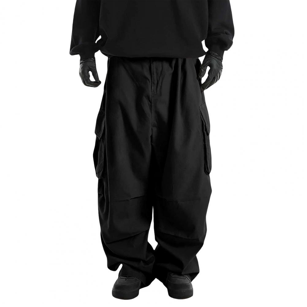Herren Cargo-Hose Mehrere Taschen Kordelzug Elastischer Bund Vintage Weiter Beinschnitt Hip Hop Streetwear Bequeme Passform Einfarbige Outdoor-Aktivität Lange Hose M schwarz