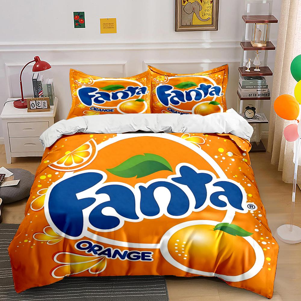 Fanta Orange Logo Aufdruck Bettwäscheset Bettwäscheset (1 Bettbezug, 2 Kissenbezüge, Bettdecke nicht enthalten) 135x200cm