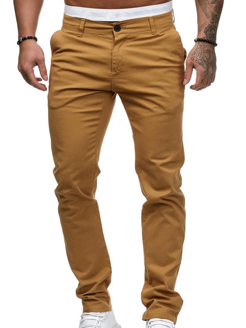 Europäischer und Amerikanischer Stil Herren Frühling Herbst Lange Hosen Übergröße Lässige Slim Fit Hosen Einfarbige Hosen mit Taschen XL khaki