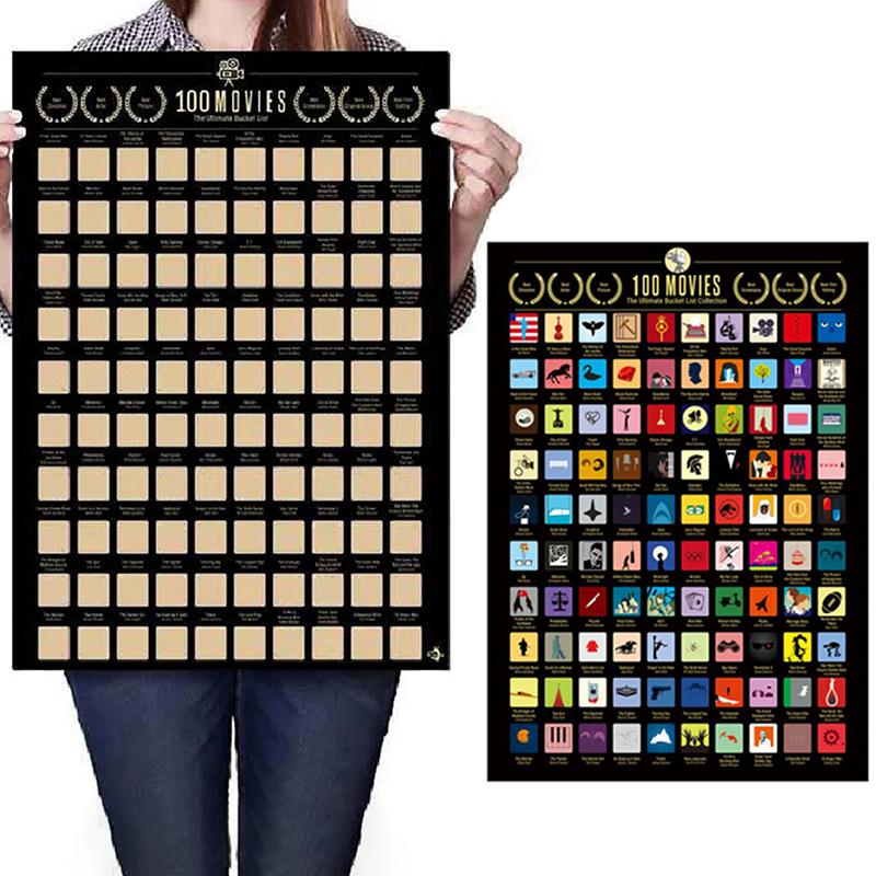 100 Filme Rubbel-Filmplakat-Tapeten Wanddekoration für Filmliebhaber