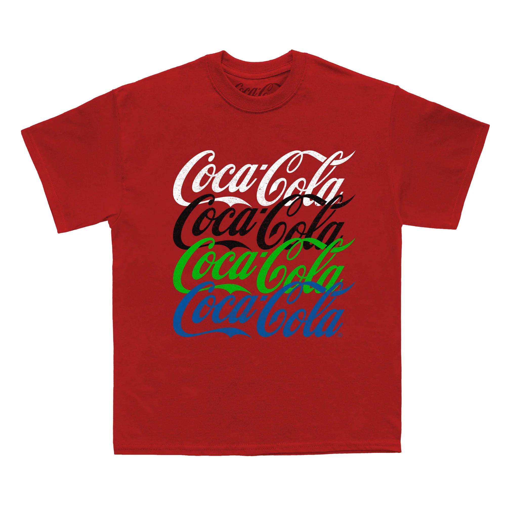 Coca-Cola Unisex-T-Shirt mit wiederholtem Logo für Erwachsene M rot
