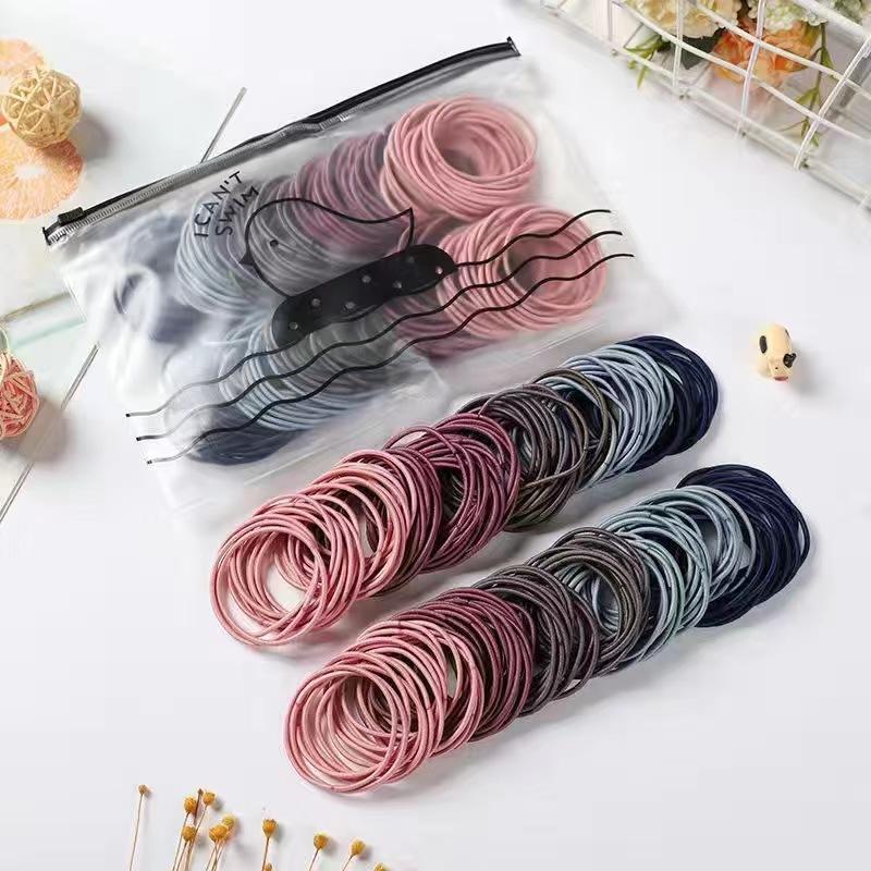 Neu 100 PCS/Set Frauen 5 CM Grundlegende Nylon Elastische Haar Bands Pferdeschwanz Haar Scrunchie Gummibänder Stirnband Haar Zubehör Headwear Korean version bunt