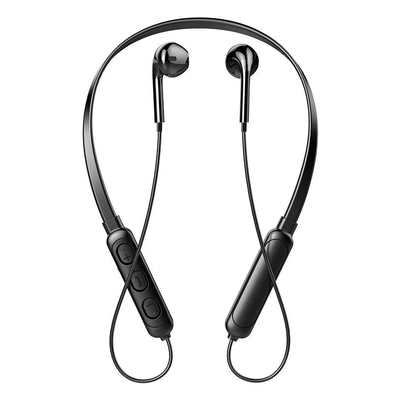 Drahtlose Kopfhörer zum Aufhängen am Hals, Sport, kabellos, Bluetooth-Headset, Kopfhörer, binaural, zum Laufen, Mini-Kopfhörer zum Aufhängen, Musik-Ohrstöpsel schwarz