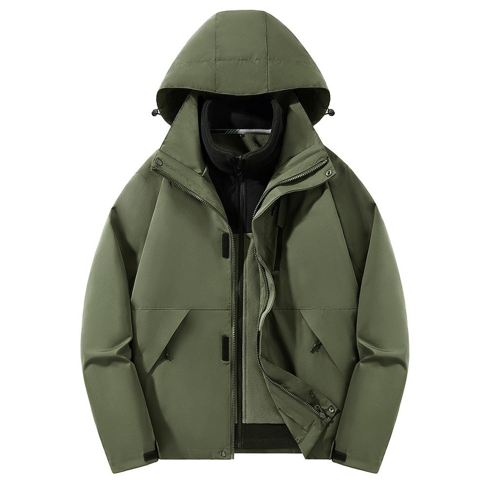 Übergröße Drei-in-Eins-Jacke, Herrenjacke, Winddichte Jacke, Übergröße Abnehmbare Jacke 4XL