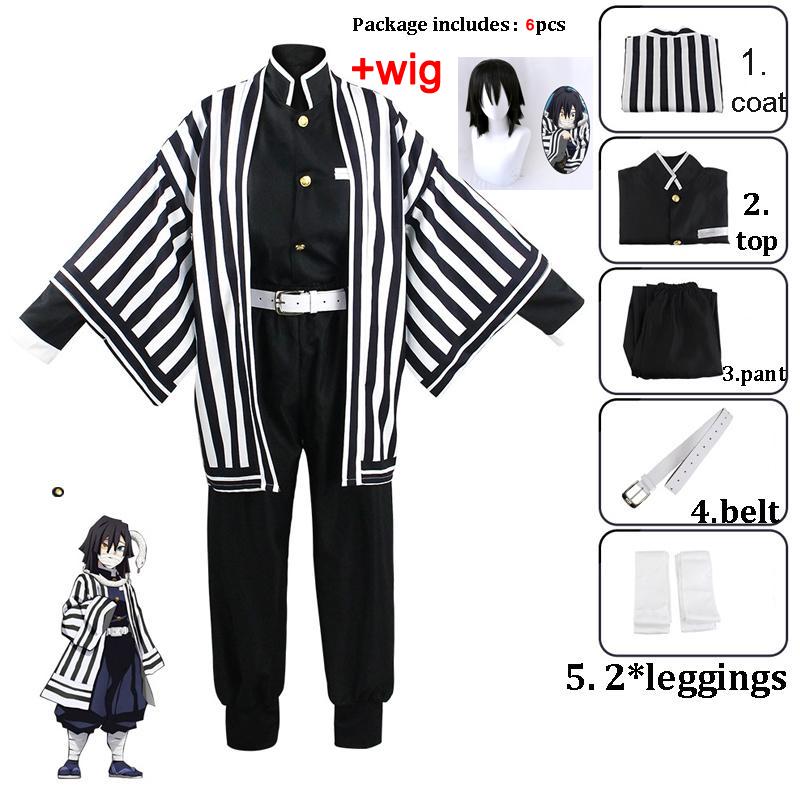 Obanai Iguro Schlange Cosplay Anime Demon Slayer Kimetsu No Yaiba Obanai Iguro Cosplay Kimono Hose Oberteil Kisatsutai Uniformen Halloween Kostüm Set XL