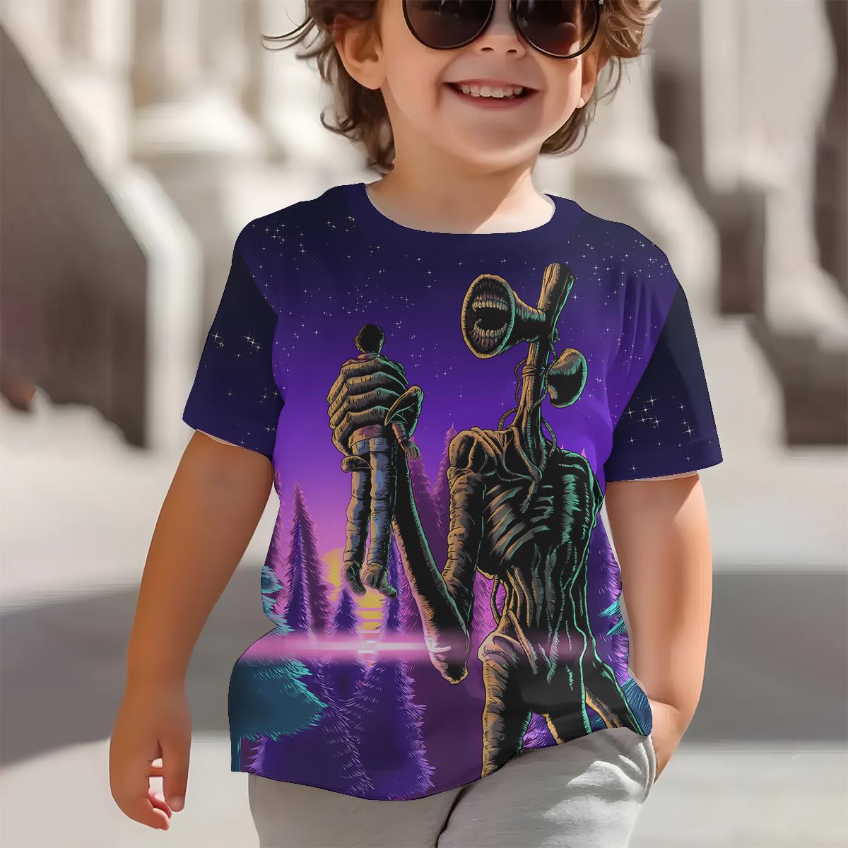 3D-Druck Siren Head Babykleidung Männliche Outdoor-Kleidung für Kinder Junge Mädchen Kind T-Shirt Top Shirts 140 blue