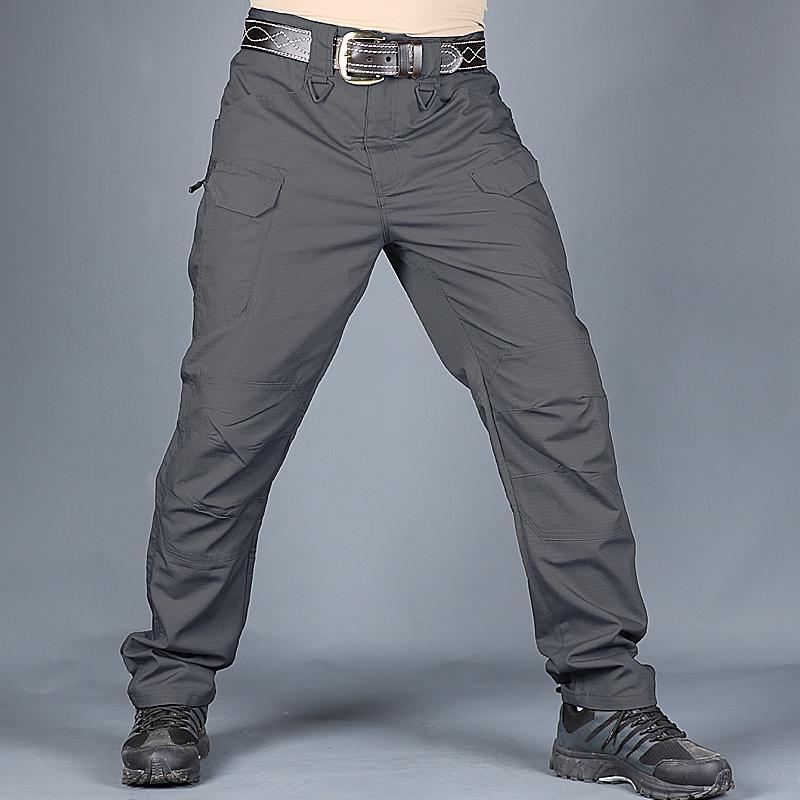 Neue Herren Casual wasserdichte Outdoor-Trekking-taktische Hose, atmungsaktive Arbeitshose mit mehreren Taschen, Cargohose, Militär-Armeehose, Übergröße 3XL grau