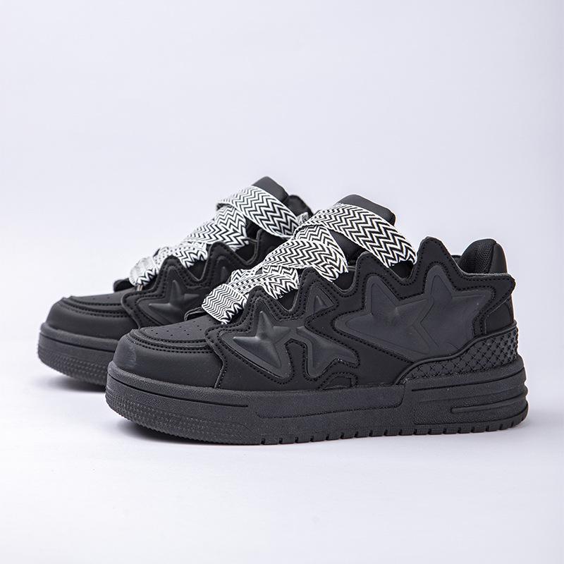 Mode Herren Damen Sneaker Übergröße 41 42 Damen Freizeitschuhe Sterne Klobige Sneaker Frau Dicke Sohle Sportschuhe Brotschuhe 36 schwarz