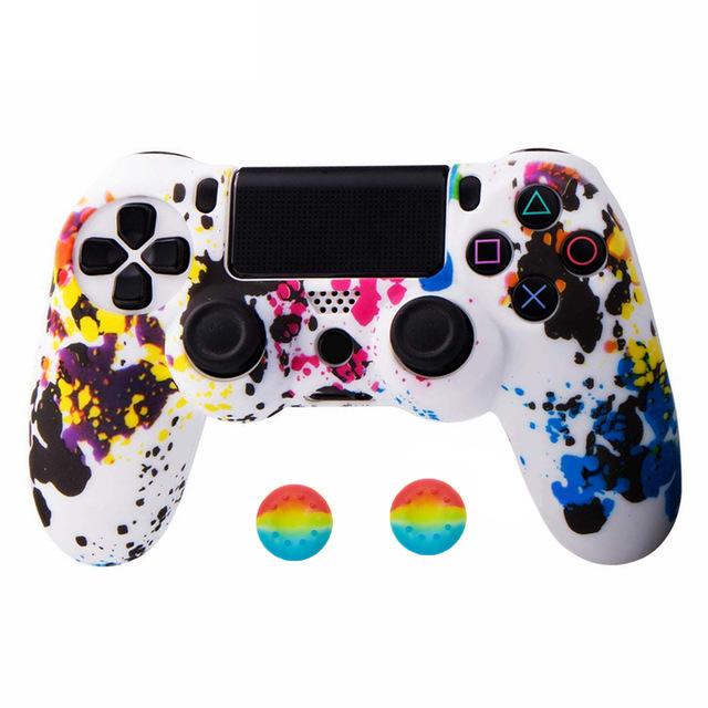 VAORLO Silikon Schutzhülle für SONY Playstation 4 PS4 Controller Gummi Schutzhülle für PS 4 Joystick Gamepad Cap Hüllen black