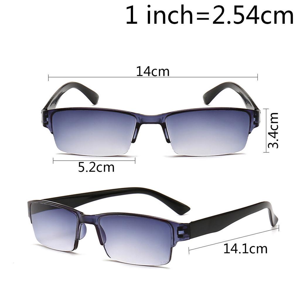 Lesebrille Doppelfokus Harz Rechteckige Brille Halbrahmen Unisex Zweifarbig Retro Ultraleicht Hohe Qualität +1.0 schwarz