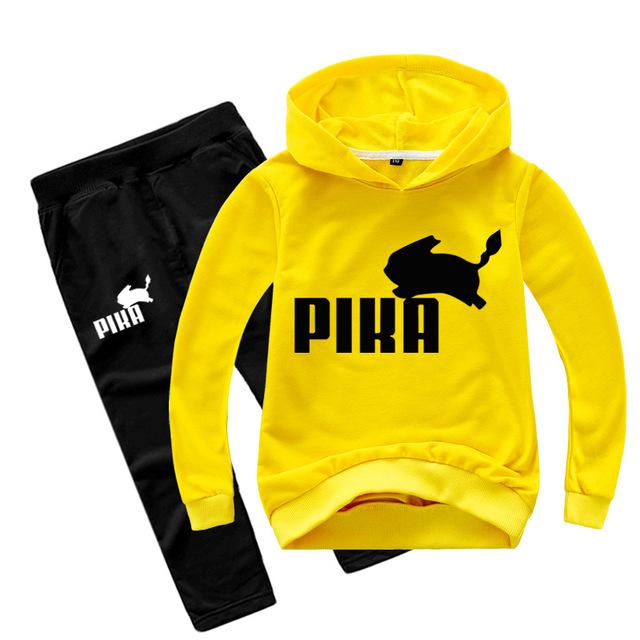 Mode Kinder Hoodies Set Schöne Eichhörnchen Hoodie Kinder Anime Drucken Jungen Hoodies Jogging Hosen 2 stücke Set Sweatshirts Kinder kleidung 150cm gelb