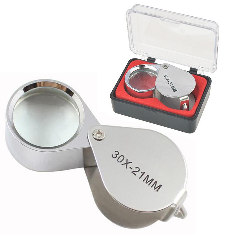 Faltende Schmuck-Lupe, tragbare Lupe, Tasche, niedliche Schmuck-Lupe silber