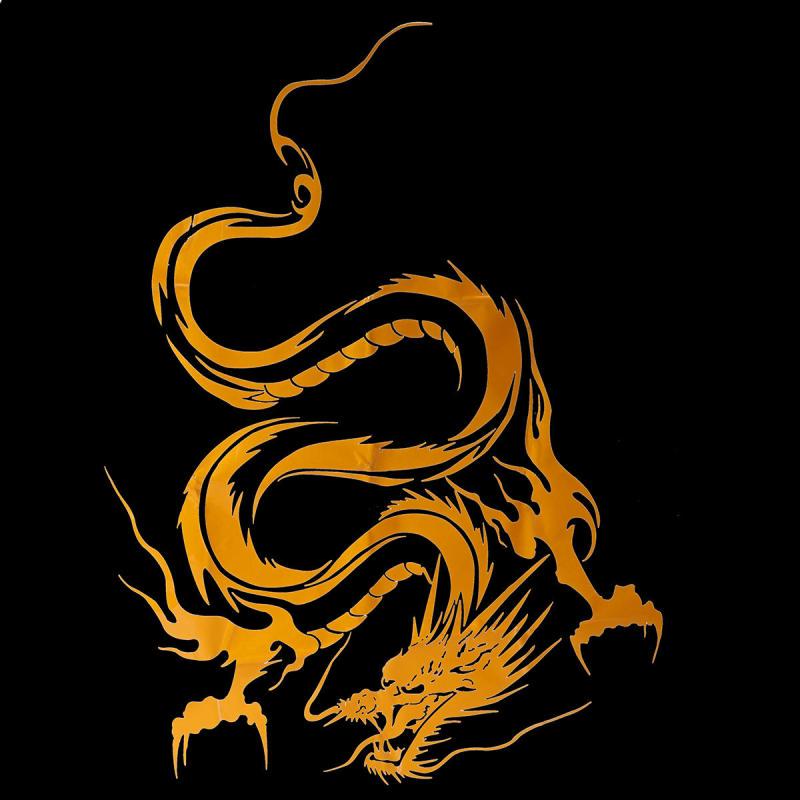 Reflektierende Drachen-Totem-Kratzaufkleber, Autoaufkleber, Ganzkörper-Auto-Kopf-Styling-Aufkleber gelb