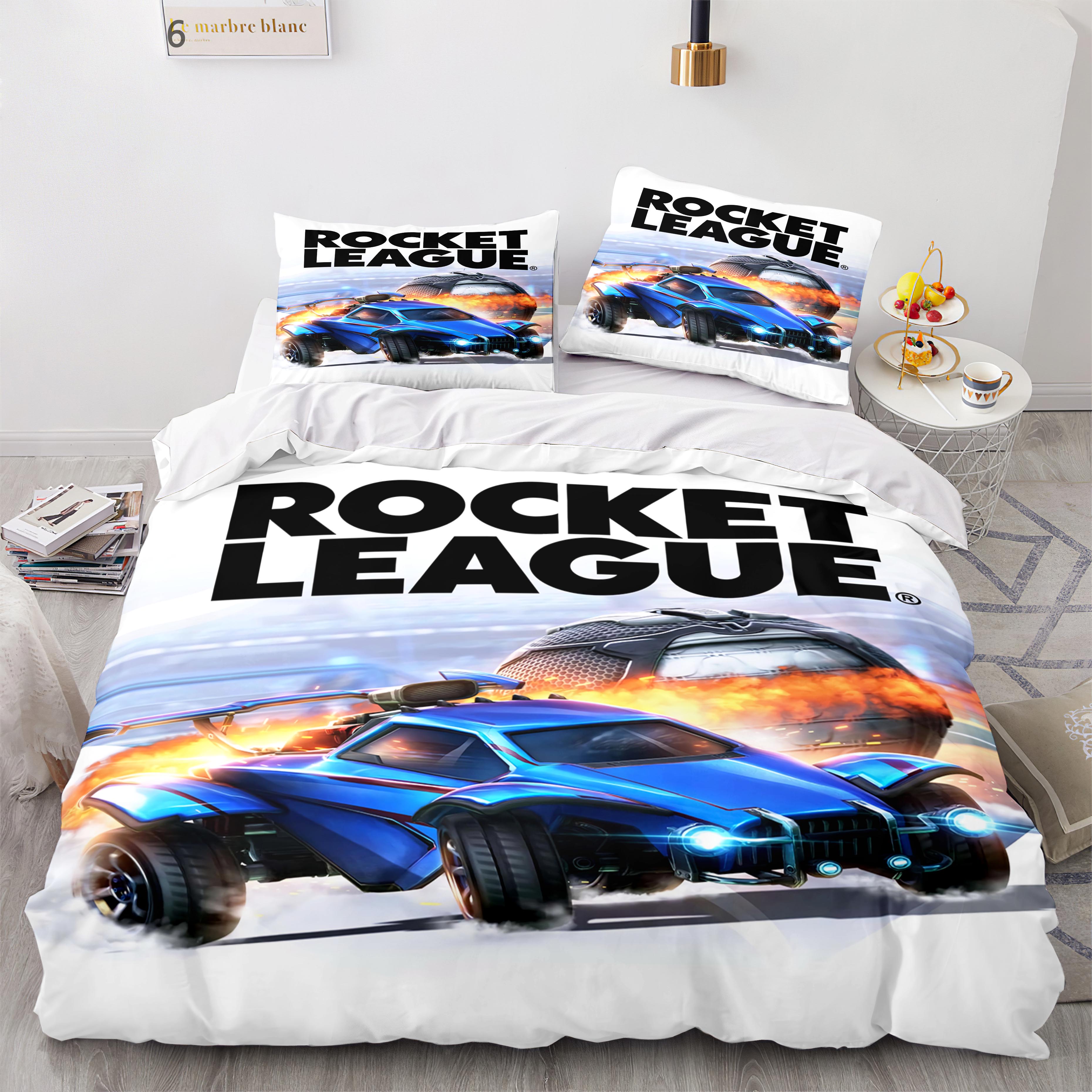 Rocket League Bettwäsche-Set Tagesdecke Einzelbett Twin Full Queen King Size Auto Rocket League Bett-Set Kinderzimmer Bettbezug 150*200cm 3pcs