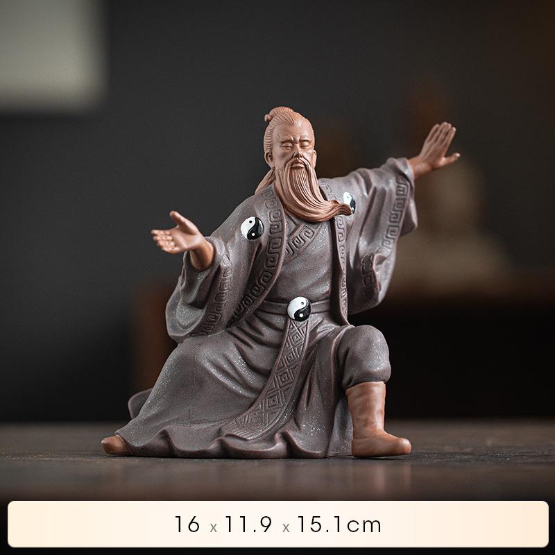 Kunsthandwerk aus lila Ton im chinesischen Zen-Stil, Tai Chi, Zhang Sanfeng, legendäre Figuren, Ornamente, Heimtextilien, Wohndekorationen