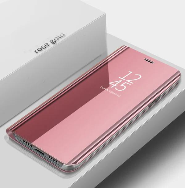 Spiegel-Flip-Hüllen für Xiaomi Redmi Note 14 13 12 11 Pro Plus 5G Ständerhalter Handyhülle Redmi Note 10S 11S 12S 10 9 8 Pro Hülle Redmi Note 11 4G&for Xiaomi Redmi rose gold