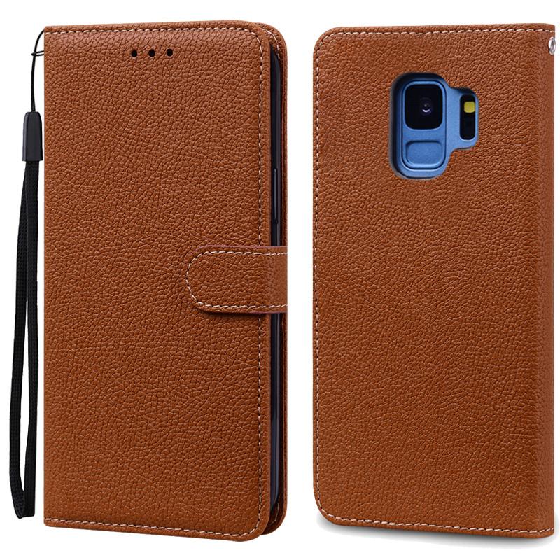 S9/S9 Plus Hülle Für Samsung Galaxy S9 Hülle G960F Leder Brieftasche Klapphülle Für Samsung Galaxy S9+ S 9 Plus G965 Coque Handyhülle For Samsung S9 braun