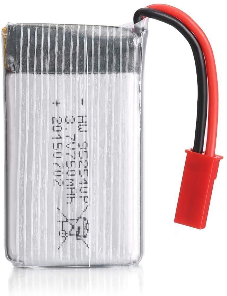 Wiederaufladbarer LiPo-Akku 3,7V 750mAh | Kompatibel mit MJX X300C, X400, X800 | Für RC-Quadrocopter | Lange Lebensdauer | 45x24x8mm – 16g | Silber grau