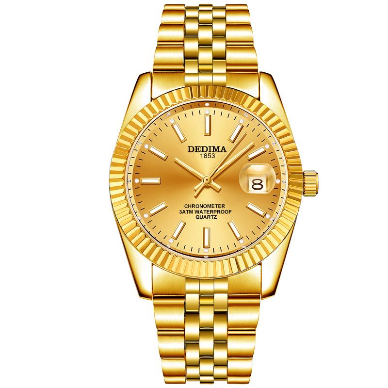 2024 neue Top Marke Luxus Mode herren Gold Uhr Quarz Kalender Leuchtende Edelstahl Wasserdichte Uhr Business beige