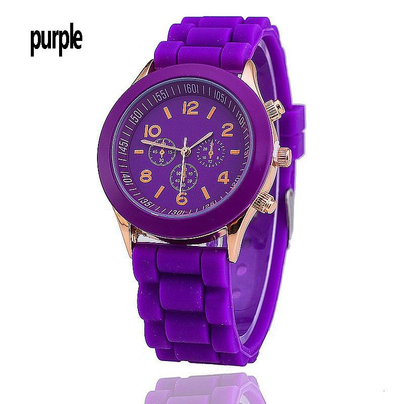 Männer Frauen Quarz Analog Uhr Casual Silikon Sport Chronograph Uhr Student Armbanduhren violett
