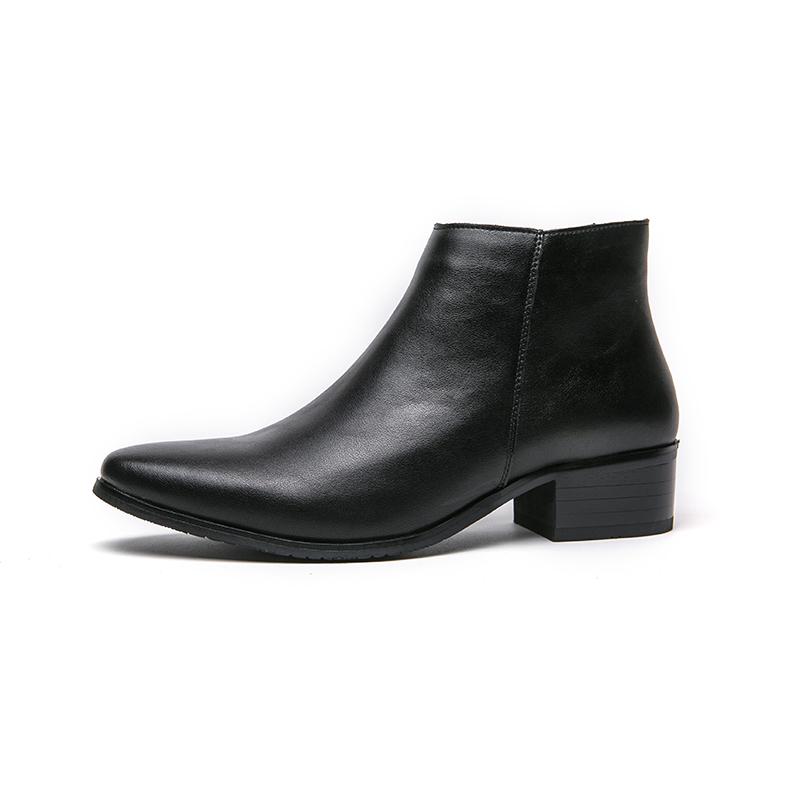 Mode High Heels Herren Freizeitschuhe Echtes Leder Seitenreißverschluss Herrenschuhe Hohe Qualität Mode Herrenstiefel Stilvolle Herrenschuhe 38 schwarz