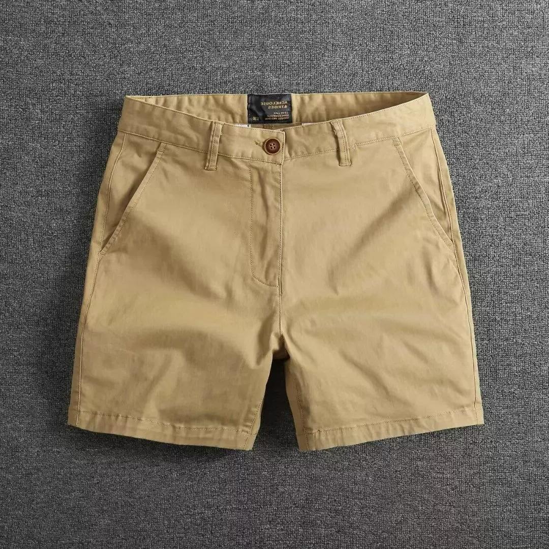 Herren Casual Baumwollshorts Sommer Einfarbig Slim Fit Locker Geschnitten Dünne Dreiviertellange Hosen Arbeitskleidung XXL khaki