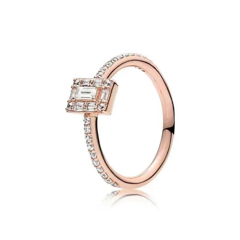 Modeschmuck 925 Sterling Silber Klassischer Ring aus Roségold Glänzender Kronen-Charm-Ring Exquisites Geburtstagsgeschenk für Damen 8 rose gold