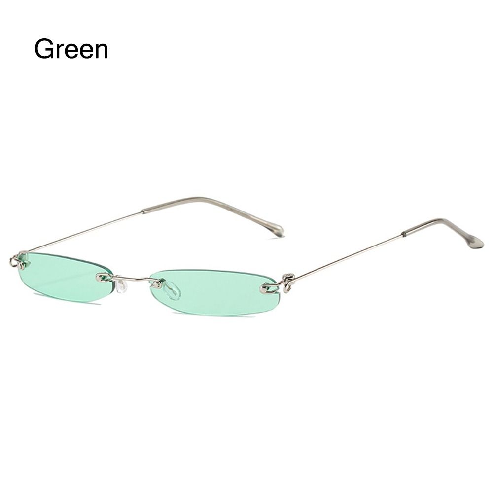 Schmale kleine Sonnenbrillen randlose Brillen Vintage Streetwear Accessoires für Damen & Herren Green