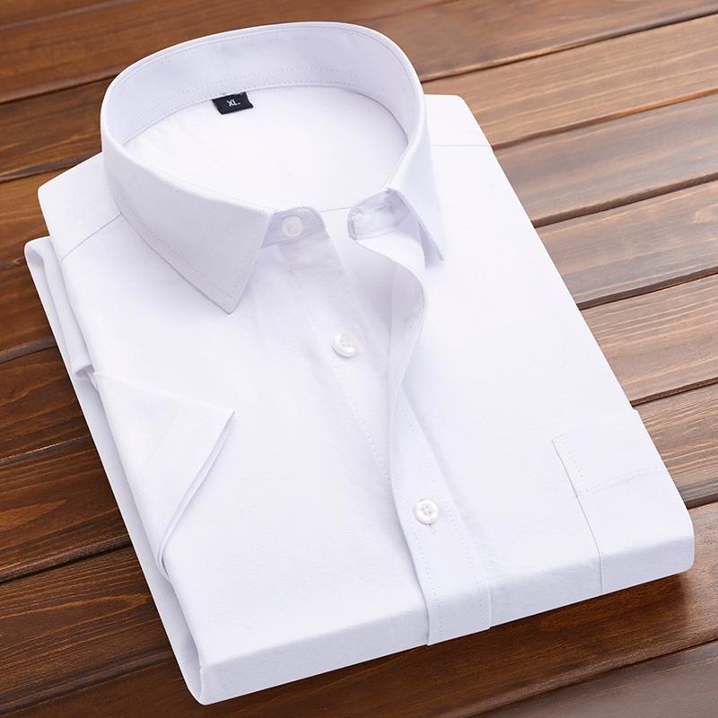 Herren Sommer Kurzarm Oxford Hemden Klassisches Hemd Casual Business Büro Solide Bequeme Hemd Vielseitig Stil XXXL weiß