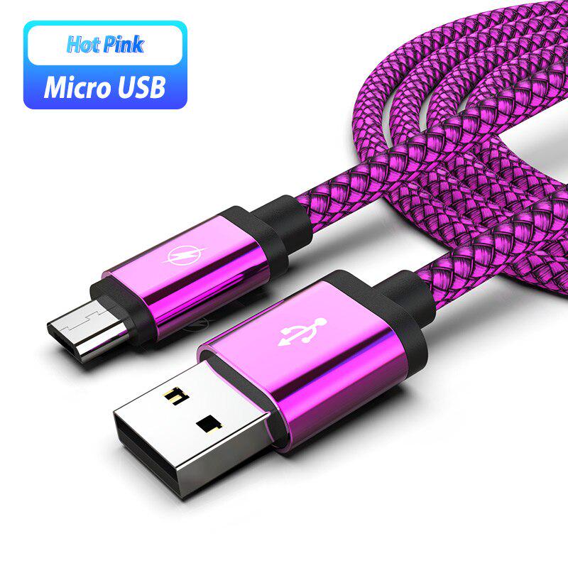 Micro-USB-Telefonkabel, Android-Ladekabel, Kabel, Micro-USB-Ladekabel, Kabel für Samsung S6 S7 Huawei OPPO Oneplus Xiaomi Redmi 5 Plus 7A 7 6 6A S2 1M rosa