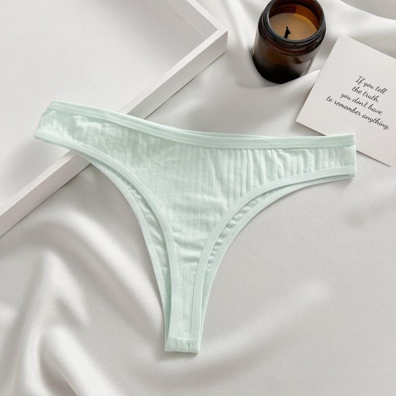 FINETOO Tangas für Damen, weicher Baumwoll-Tanga, sexy Low-Rise-T-Back-Unterwäsche, S-XL, bequeme Höschen, Mädchen-Unterwäsche S hellgrüne