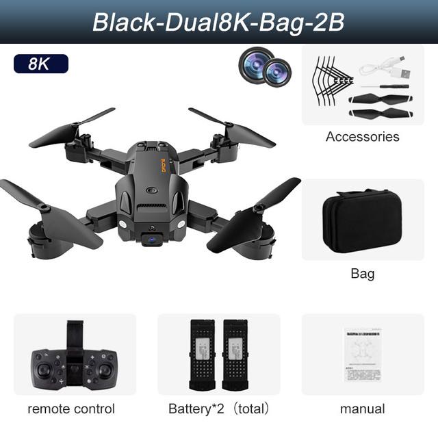 NEUE Q6 Mini Drohne Ferngesteuerte 8K Professionelle Drohnen mit Kamera Hindernis Vermeidung HD Luftaufnahmen Quadcopter Spielzeug Geschenke 8K dual camera 2 battery schwarz