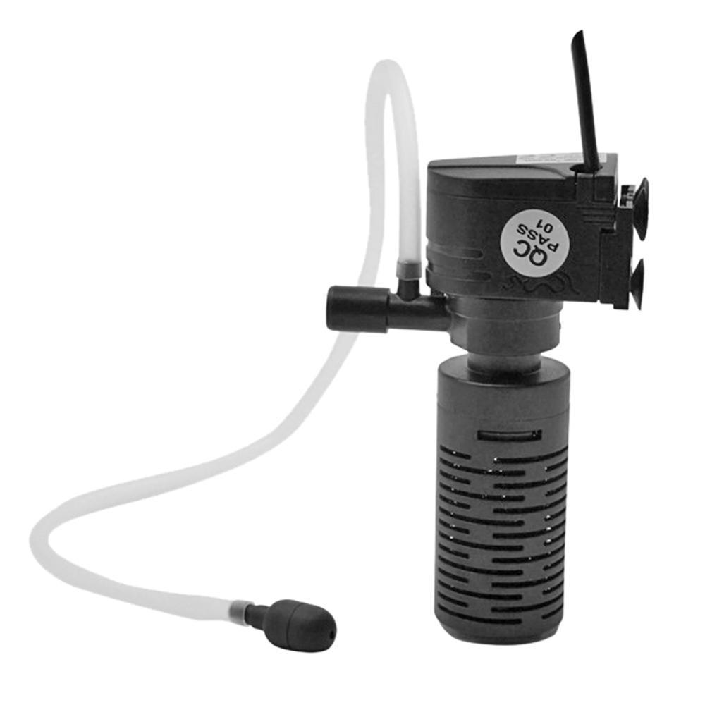 3W 3 In 1 Stille Aquarium Filter Mini Aquarium Filter Aquarium Tauch Sauerstoff Interne Pumpe Schwamm Wasser Reiniger zyklus schwarz