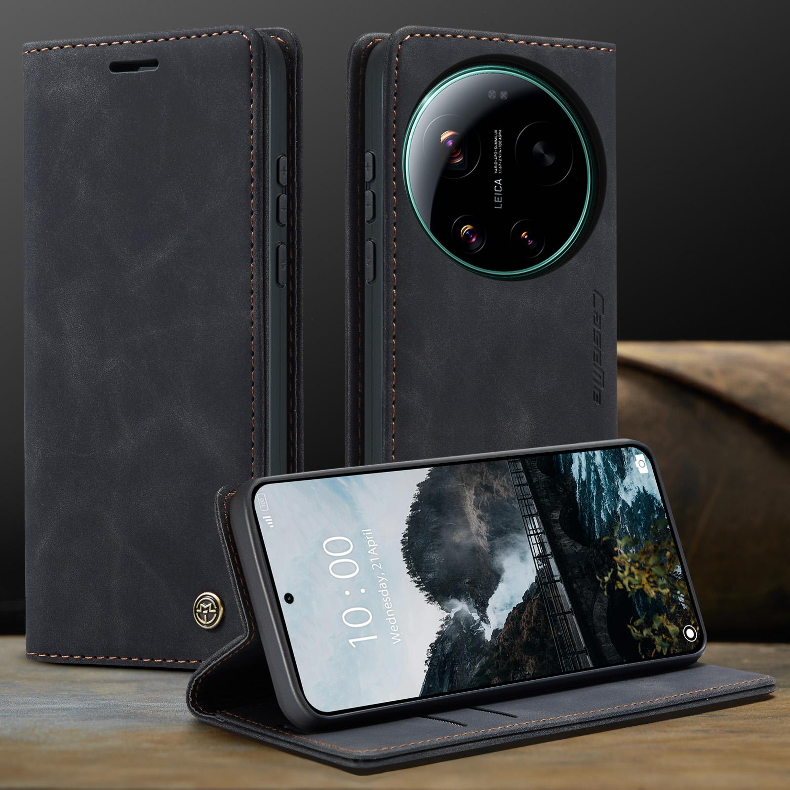 CaseMe Luxus Retro Magnetischer Flip PU Leder Handyhülle für Xiaomi 17 17Ultra Brieftaschenabdeckung Handy Hülle Für Xiaomi 17 Ultra Xiaomi 17 schwarz