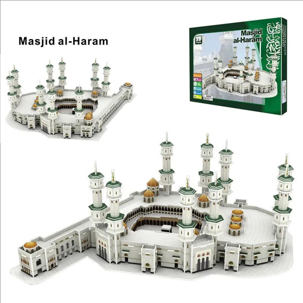 3D-Puzzle der Großen Moschee von Mekka, DIY-Puzzle-Spielzeug des Architekturmodells von Saudi-Arabien, Kinderspielzeug, weiß